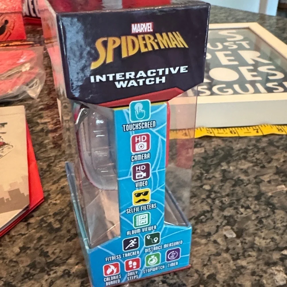 Spider-Man Marvel kids interactive game watch & decor and Party Supplies Set NWT